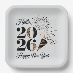 Celebratory 2026 Welcome the New Year Paper Plate