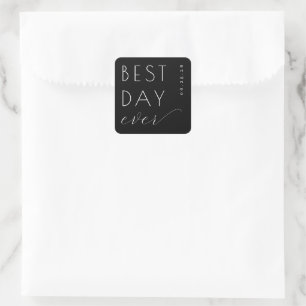Celebratory Black Minimalist Wedding Sticker