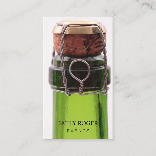 Celebratory Champagne Bottle Business Card (Front)