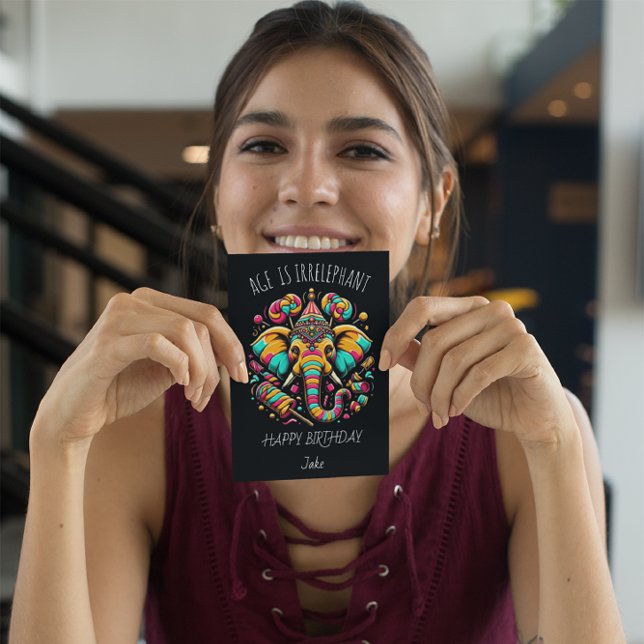 Celebratory Elephant: Jakes Irrelephant Birthday Thank You Card (Creator Uploaded)