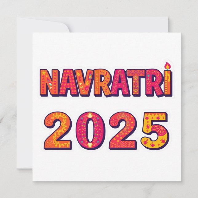 Celebratory “NAVRATRI 2025” Colourful Typography  Invitation (Front)
