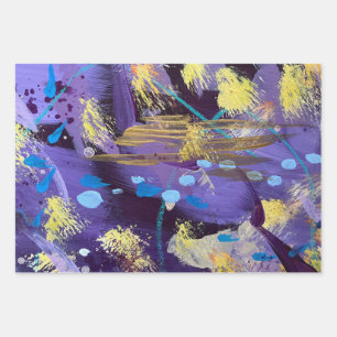 Celebratory Purple and Gold  Wrapping Paper Sheet