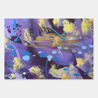 Celebratory Purple and Gold Wrapping Paper Sheet