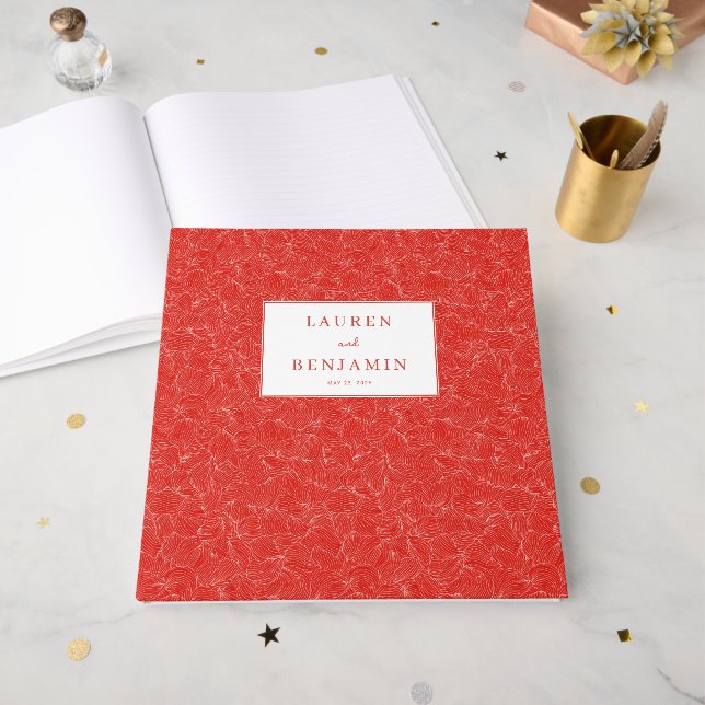 Celebratory Red Floral Guest Book (Front Open)