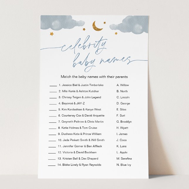 Celebrity Baby Name Twinkle Star Baby Shower Game (Creator Uploaded)