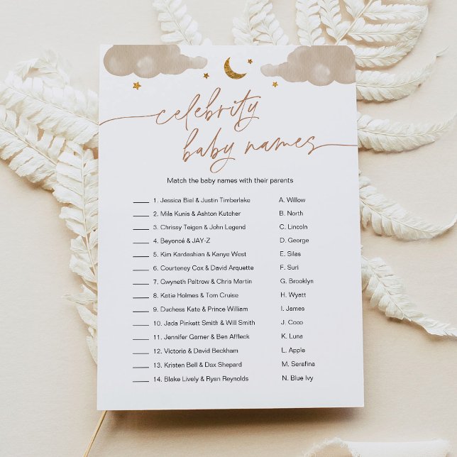 Celebrity Baby Name Twinkle Star Baby Shower Game Invitation (Creator Uploaded)