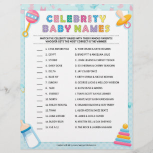 Celebrity Baby Names [Baby Basics Blue] Custom Letterhead