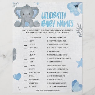 Celebrity Baby Names [Baby Elephant [Blue] Custom Letterhead