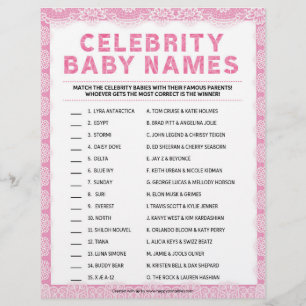 Celebrity Baby Names [Luxury Lace [Pink]] Custom Letterhead