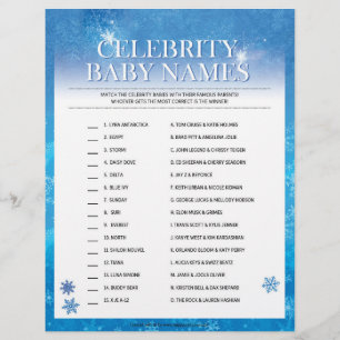 Celebrity Baby Names [Snowy Blue] Custom Letterhead