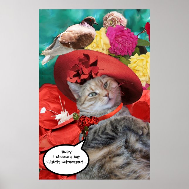 CELEBRITY CAT PRINCESS TATUS WITH RED HAT AND DOVE POSTER (Front)