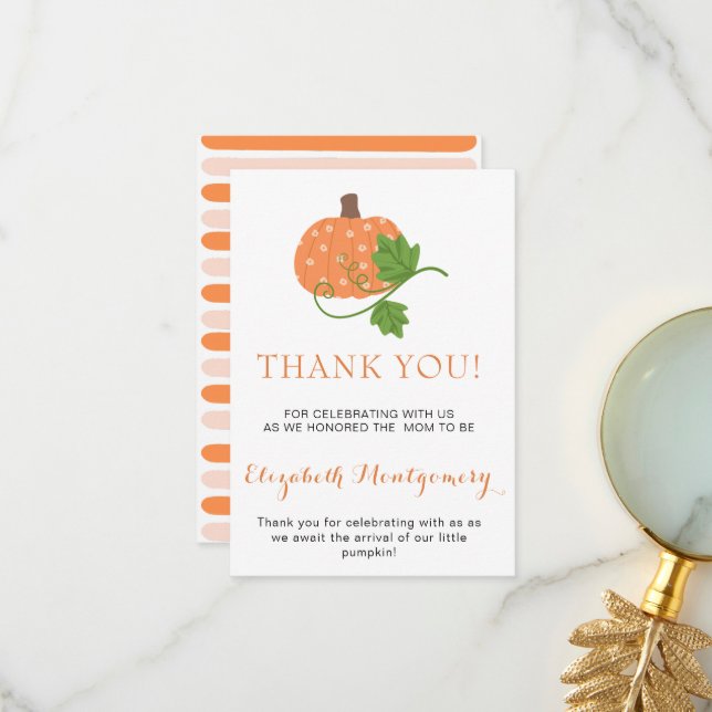 Celerating Mum to Be Pumpkin Flat Thank You Card (Front/Back In Situ)