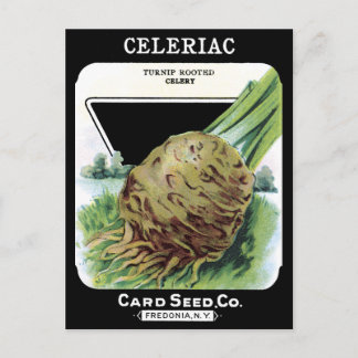 Celeriac Root Vegetable Vintage Seed Packet Black Postcard