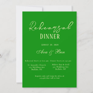 Celery and Forest Green Rehearsal Dinner Invitation