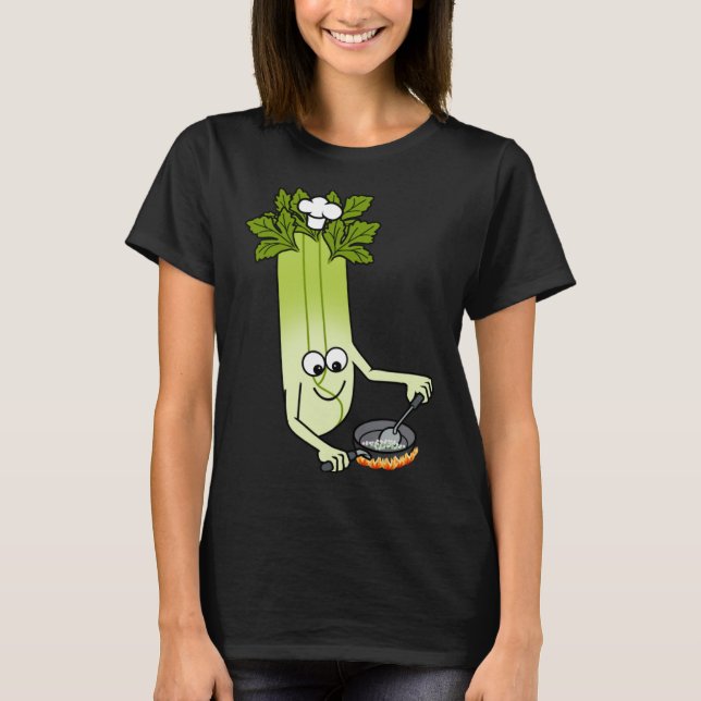 Celery Chef Ironic Cute Leek Vegetables T-Shirt (Front)