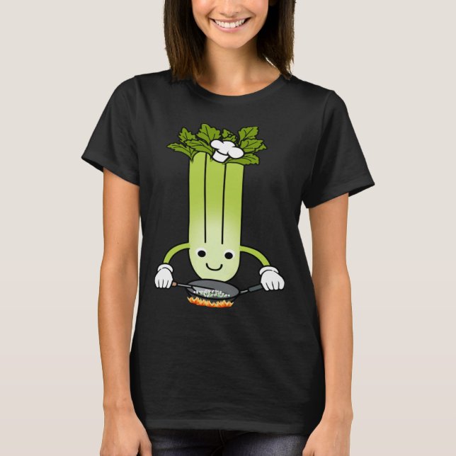 Celery Chef Ironic Saying Leek Vegetables T-Shirt (Front)