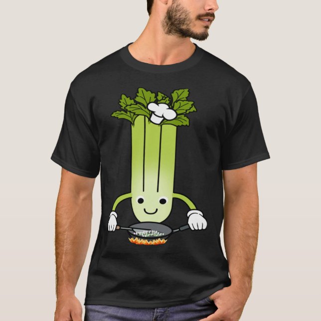Celery Chef Ironic Saying Leek Vegetables T-Shirt (Front)