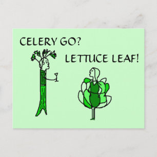 CELERY GO? LETTUCE LEAF! -postcard Postcard