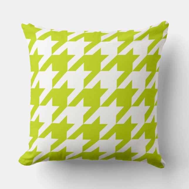 Celery Green Houndstooth Throw Pillow (Front)