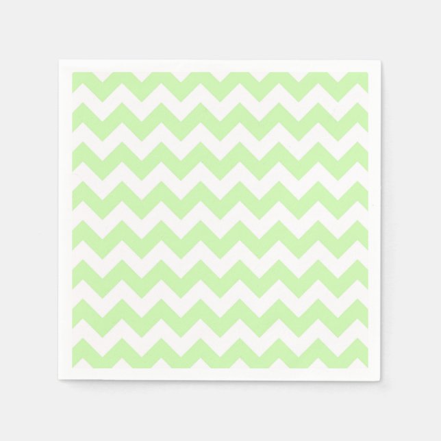 Celery Green, White Chevron ZigZag Pattern Napkin (Front)
