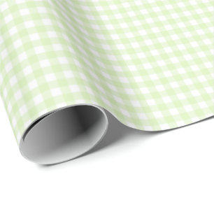Celery Green White Gingham Wrapping Paper