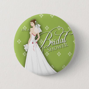 Celery Green White Vintage Bridal Shower Pin