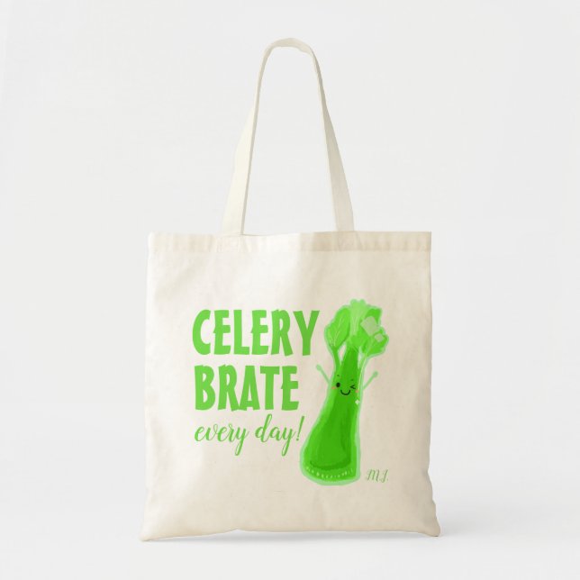 Celerybrate Every Day - Celery Pun Tote Bag (Front)