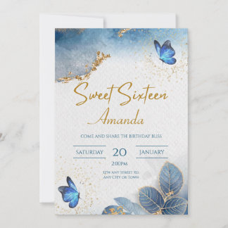 Celeste Blue Sweet 16 Invitation, 16th Birthday Invitation