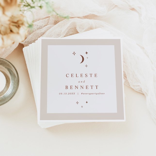 CELESTE Boho Moon & Stars Terracotta Wedding Napkin (Creator Uploaded)