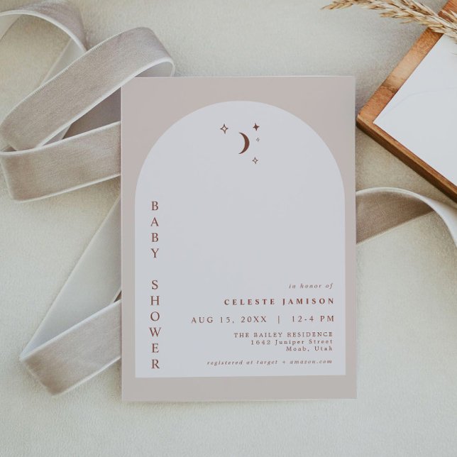 CELESTE Boho Terracotta Moon Arch Baby Shower Invitation (Creator Uploaded)