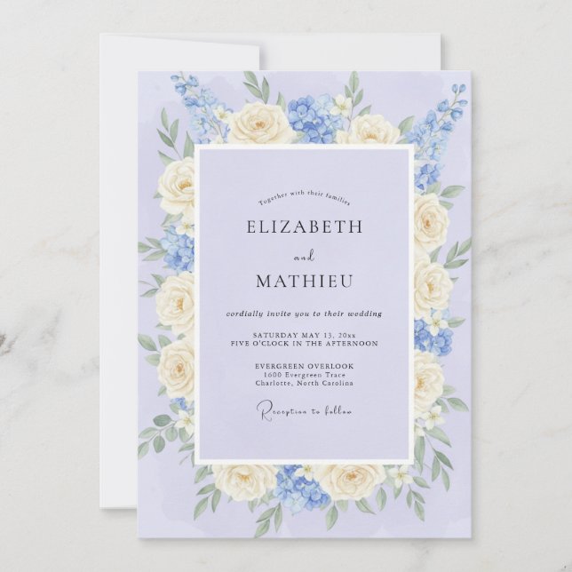 Celeste Cream Peony Wedding Invitation (Front)