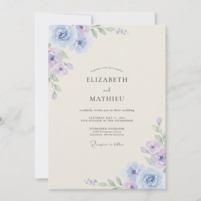 Celeste Lilac Petal Wedding Invitation (Front)