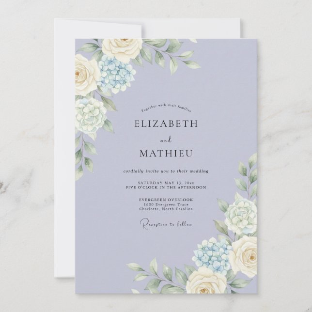 Celeste White Peony Wedding Invitation (Front)