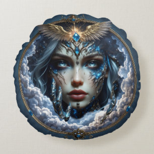 Celestia – Guardian of the Endless Sky. Round Cushion