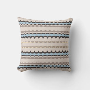 Celestia Horizon   Powder Blue & Taupe Wavy Stripe Cushion