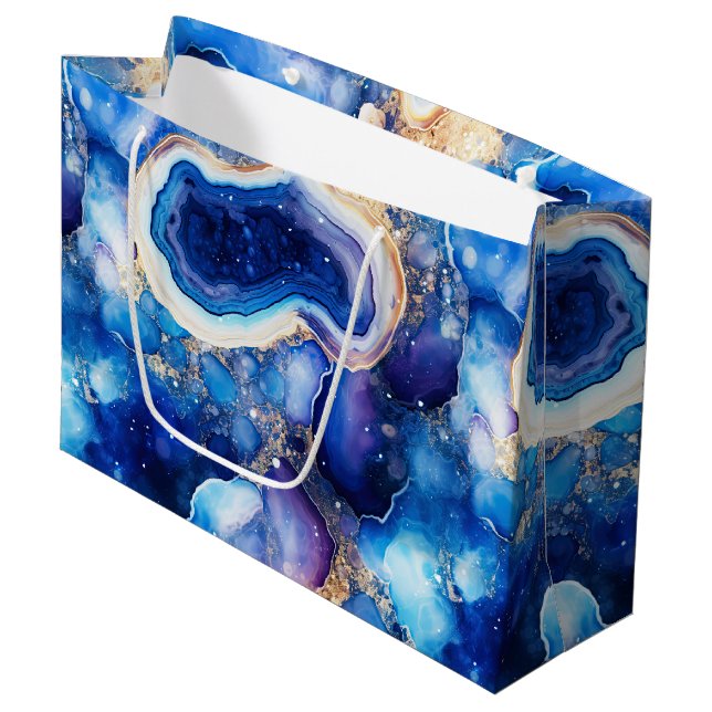 Celestial Agate | Abstract Geode Stone Pattern Large Gift Bag (Front Angled)