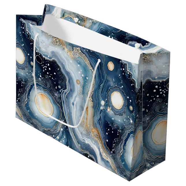 Celestial Agate | Abstract Planetary Stone Large Gift Bag (Front Angled)