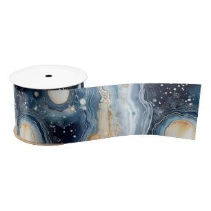 Celestial Agate Abstract Planetary Stone Satin Ribbon