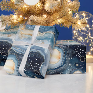 Celestial Agate Abstract Planetary Stone Wrapping Paper