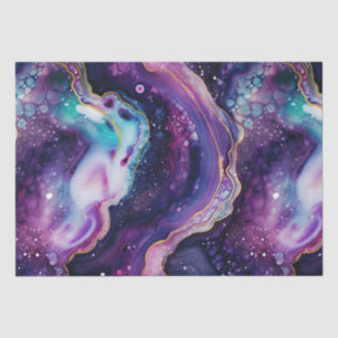 Celestial Agate Abstract Purple Blue Gold Swirls Tissue Paper