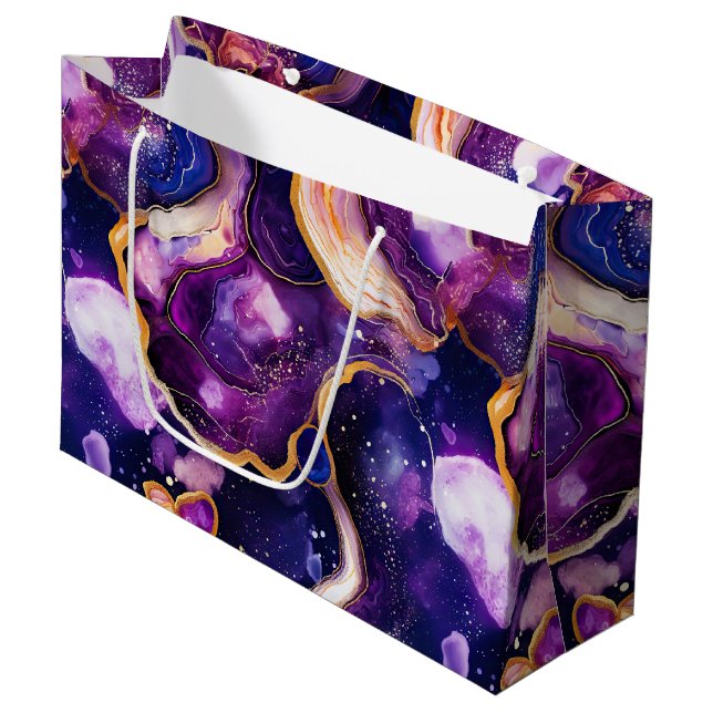 Celestial Agate | Cosmic Abstract Mineral Pattern Large Gift Bag (Front Angled)
