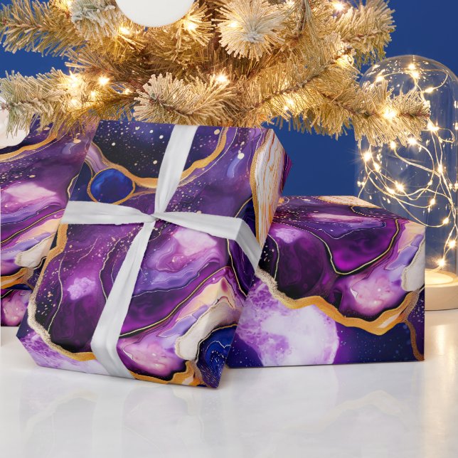 Celestial Agate | Cosmic Abstract Mineral Pattern Wrapping Paper (Holidays)