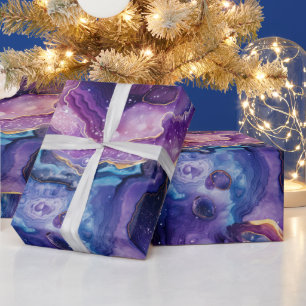 Celestial Agate Cosmic Abstract Stone Pattern Wrapping Paper