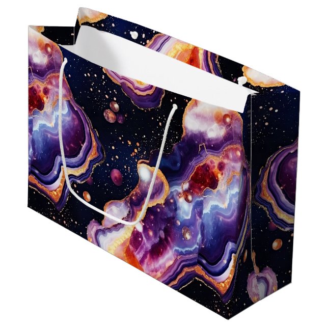 Celestial Agate | Cosmic Galaxy Stone Large Gift Bag (Front Angled)