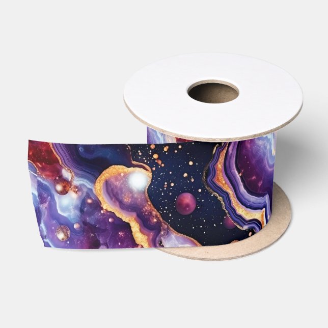 Celestial Agate | Cosmic Galaxy Stone Satin Ribbon (Spool)