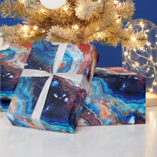 Celestial Agate   Fiery Cosmic Stone Pattern Wrapping Paper