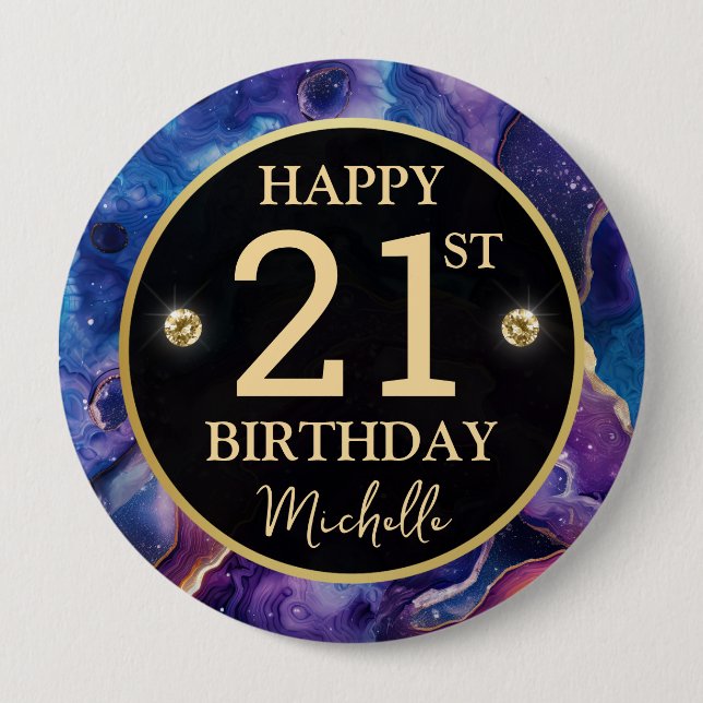 Celestial Agate Glitter Birthday Badge (Front)