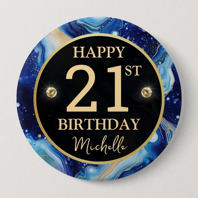 Celestial Agate Glitter Birthday Badge (Front)
