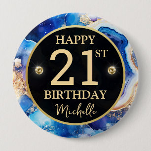 Celestial Agate Glitter Birthday Badge