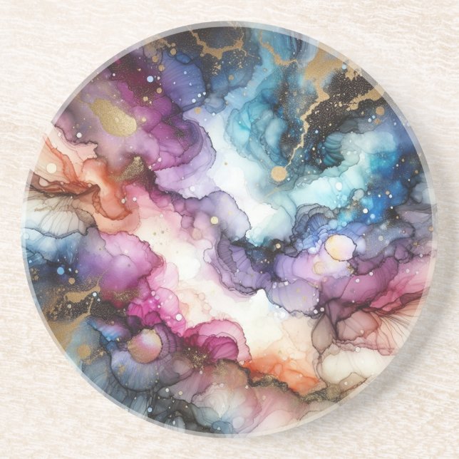 Celestial Alcohol Ink Coaster (Front)